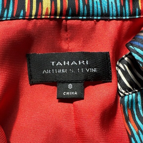 Tahari ASL Levine Abstract Chevron Tab Sleeve Cocktail Dress Multicolor Size 8 - Picture 8 of 10